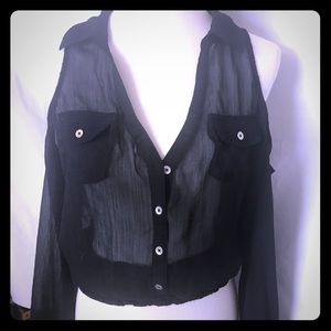 Guess black sheer blouse